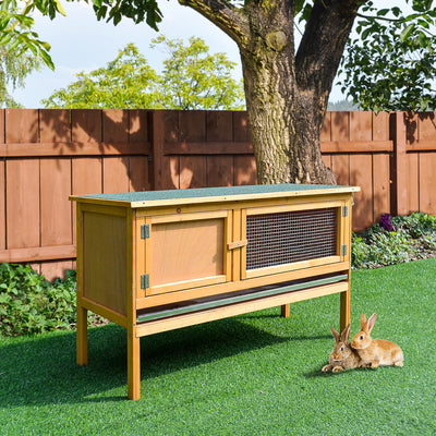 Outdoor Rabbit Hutch With Openable Roof Ideal for Guinea Pigs and Small Pets Grey