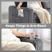 2 Seater Sofa Bed with Pull Out Design and Soft Corduroy Upholstery for Small Spaces Charcoal Grey