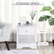 Set of 2 Bedside Tables with Drawer and Shelf for Bedroom or Lounge Storage White
