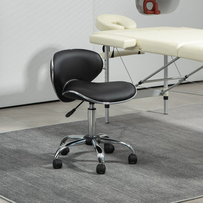 Adjustable Swivel Salon Stool with Wheels for Beauty Treatments and Spa Use, Black