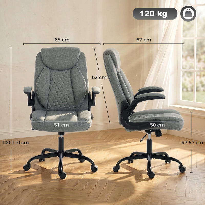 Office Chair with Flip Up Armrests for Space Saving Home Office Comfort
