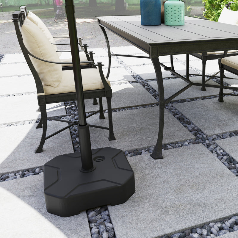 Square Garden Parasol Base Heavy Duty Umbrella Stand Holds Up to 25kg Black by Outsunny