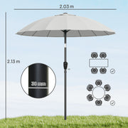 Garden Parasol Umbrella with Adjustable Tilt for Sun Protection and Cooling Shade Light Grey Outsunny