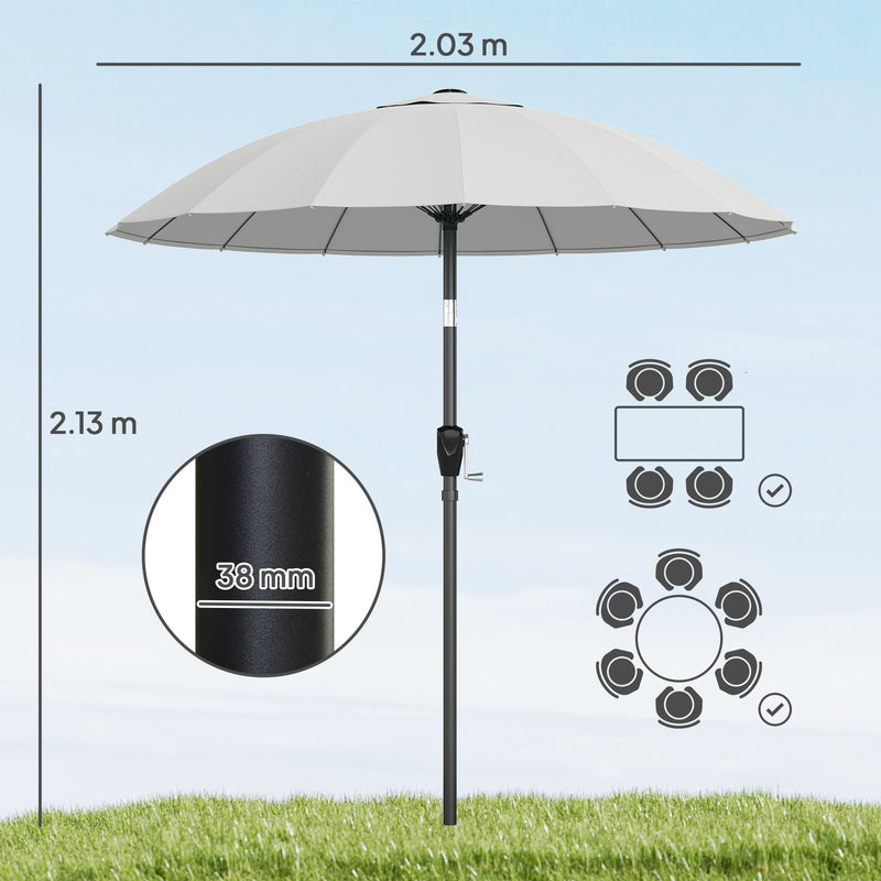 Garden Parasol Umbrella with Adjustable Tilt for Sun Protection and Cooling Shade Light Grey Outsunny