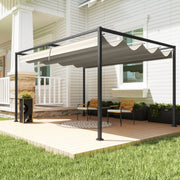 Metal Pergola With Retractable Canopy Roof For Garden Or Patio Shelter 3x2m Cream White AOSOM