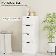 Bathroom Storage Cabinet with Four Drawers for Small Spaces Slim Design White AOSOM
