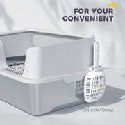 Stainless Steel Cat Litter Box with Detachable Rim Scoop and Odour Control by PawHut