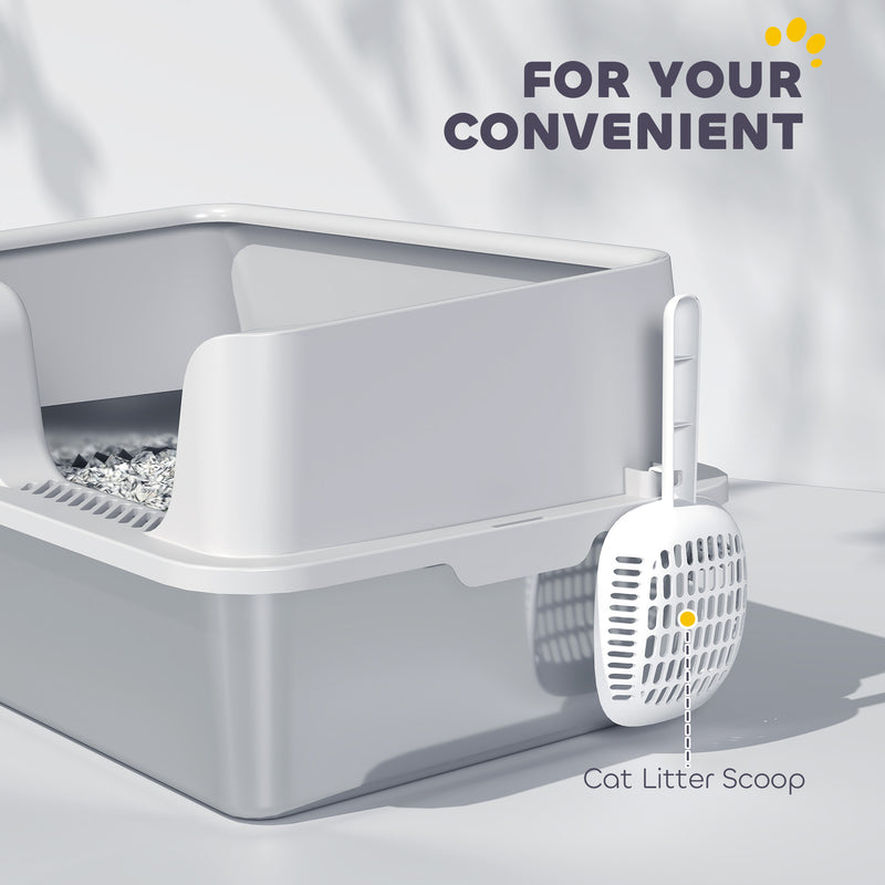 Stainless Steel Cat Litter Box with Detachable Rim Scoop and Odour Control by PawHut