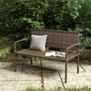 Garden Bench for Two with High Back and Armrests Weather Resistant Rattan Brown Outsunny