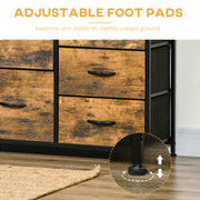 Industrial 5 Drawer Fabric Chest with Open Shelf for Bedroom or Living Room Storage Rustic Brown