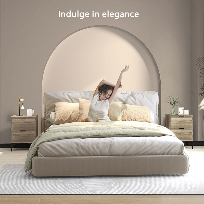 Set of Two Wooden Bedside Tables with Storage for Bedroom or Guest Room, Oak Colour