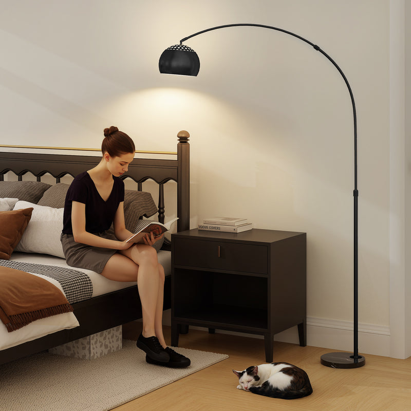 Arched Floor Lamp with Adjustable Head for Reading or Relaxing Black AOSOM