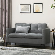 Two Seater Fabric Sofa with Steel Legs Ideal for Living Rooms or Small Spaces Grey