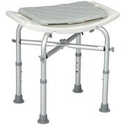 Height Adjustable Aluminium Shower Stool With Padded Seat And Holder For Seniors, White