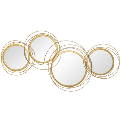 Large Modern Metal Wall Art with Decorative Mirror for Living Room or Bedroom, Gold