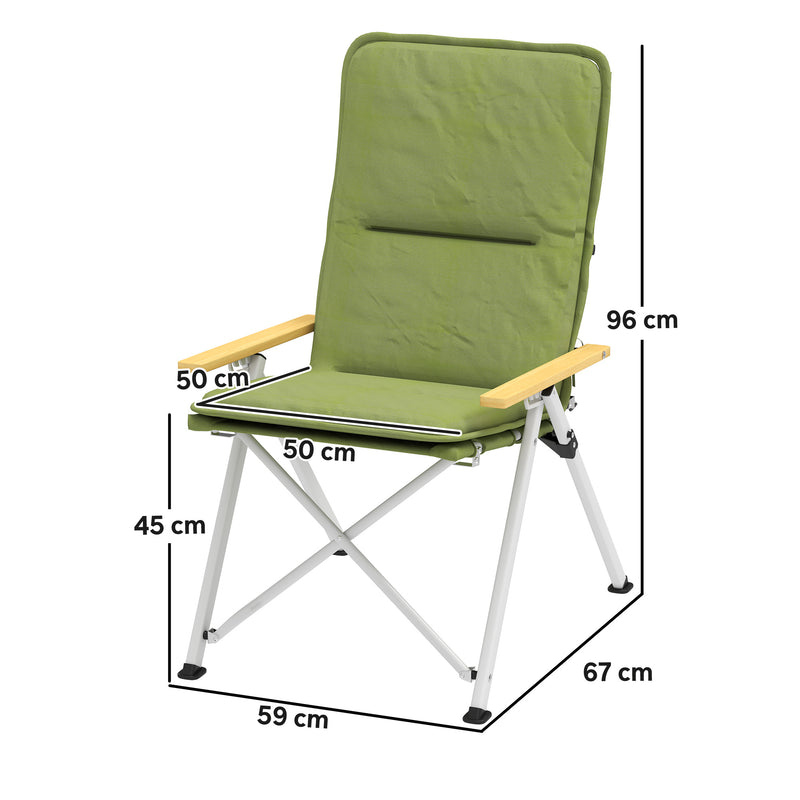 Foldable Camping Chair with Adjustable Backrest and Padded Seat for Outdoor Comfort Green
