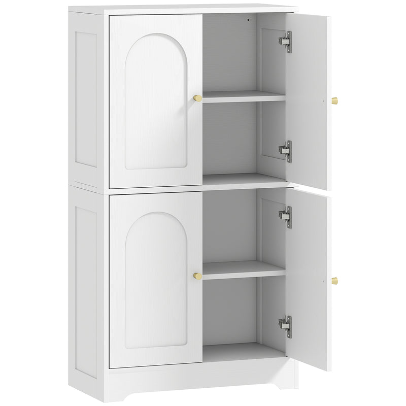 4 Door Kitchen Storage Cabinet With Adjustable Shelves For Organised Cooking Space White