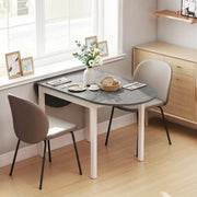 Folding Dining Table for Small Spaces with Drop-Leaf Sides Seats 4 to 6 Grey White Homcom