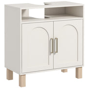 Under Sink Bathroom Cabinet Freestanding Storage Unit for Non Pedestal Basin, Cream White