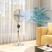 Silver 18 Inch Metal Pedestal Fan with Oscillation and Adjustable Height