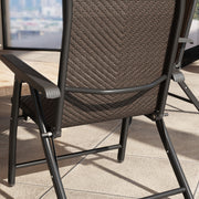 Set of Four Folding Garden Chairs with Adjustable Backs Dark Brown by Outsunny