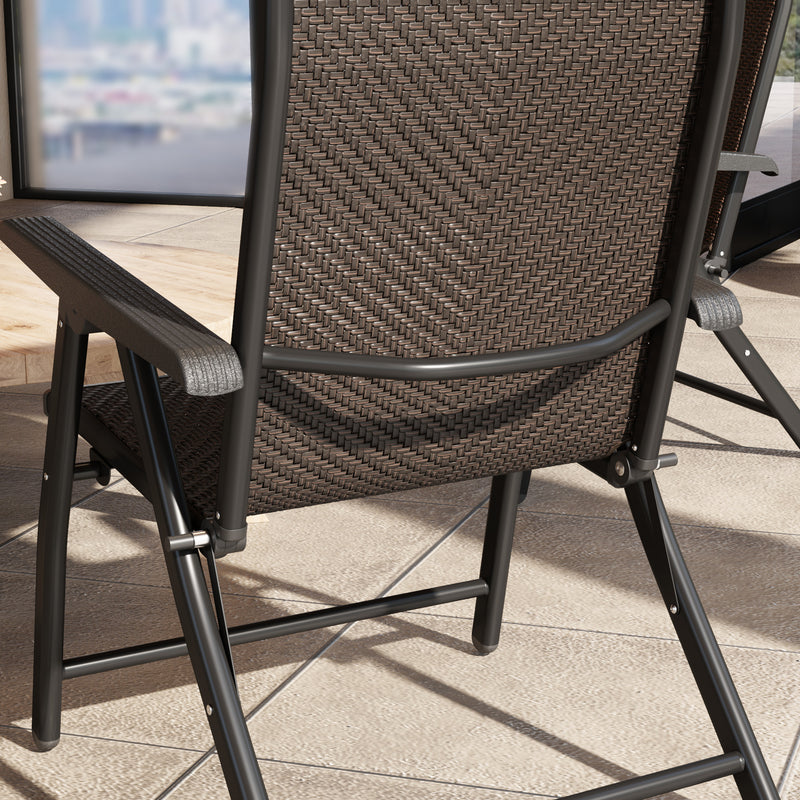 Set of Four Folding Garden Chairs with Adjustable Backs Dark Brown by Outsunny