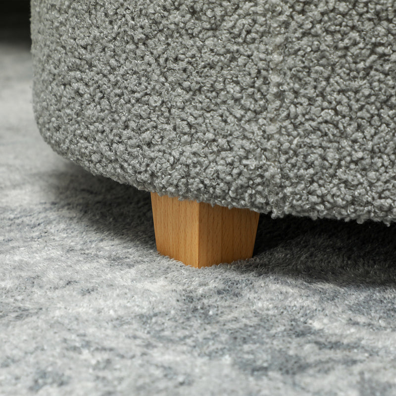 Teddy Fleece Storage Round Ottoman with Lid Grey 31.8L by HOMCOM