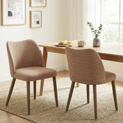 Dining Chairs with Padded Seat and Curved Backrest for Comfortable Family Meals Brown AOSOM