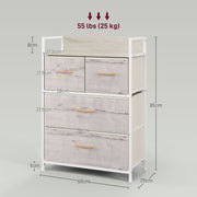 Rustic Black Chest with Four Fabric Drawers for Bedroom or Hallway Storage