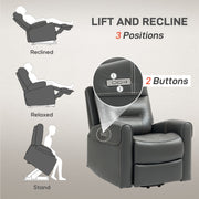 Charcoal Grey Power Lift Recliner Chair for Elderly with USB Ports and Remote Control by HOMCOM