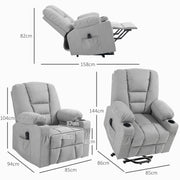 Electric Rise and Recline Chair for Elderly with Remote and Cup Holder Light Grey