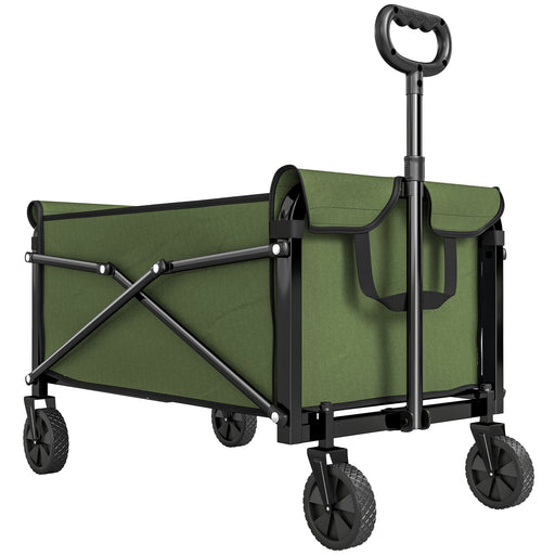 Folding Festival Trolley for Easy Family Outings and Outdoor Gear Transport Green Outsunny