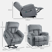 Electric Reclining Lift Chair with Eight Point Massage and Remote Control for Elderly Grey
