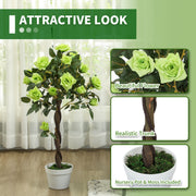Set of Two Artificial Rose Trees Indoor Outdoor Decorative Plants Green by Outsunny
