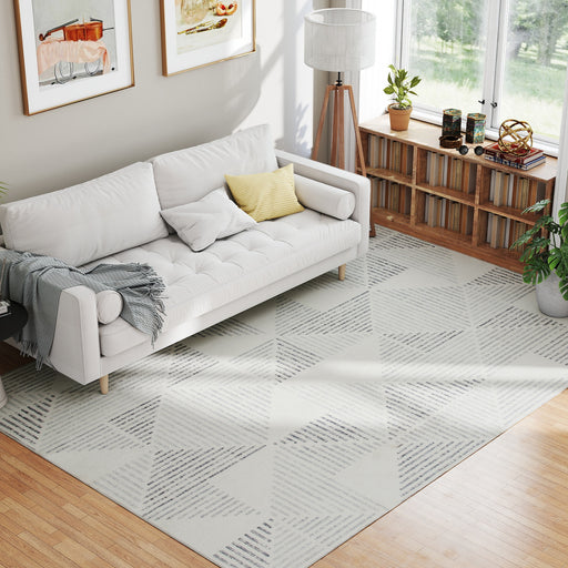 Large Geometric Non Slip Washable Area Rug Soft Floor Carpet For Home Use Grey