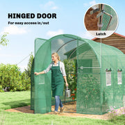 Walk In Polytunnel Greenhouse With Hinged Door And Mesh Windows For Garden Use Green Outsunny