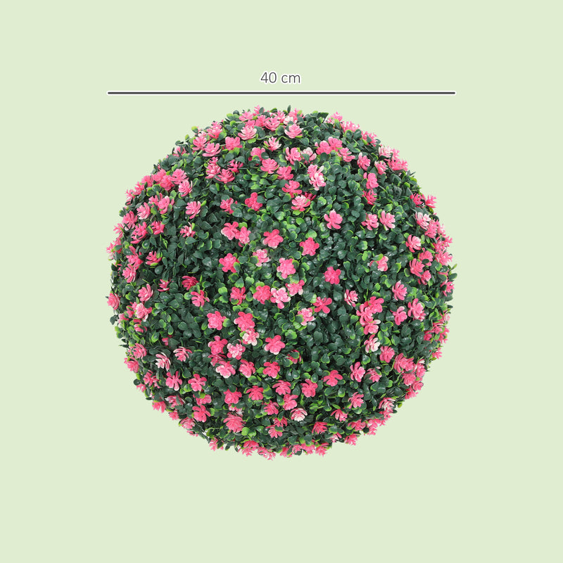 Set of Two Artificial Boxwood Topiary Ball Plants Ideal for Indoor or Outdoor Use Pink