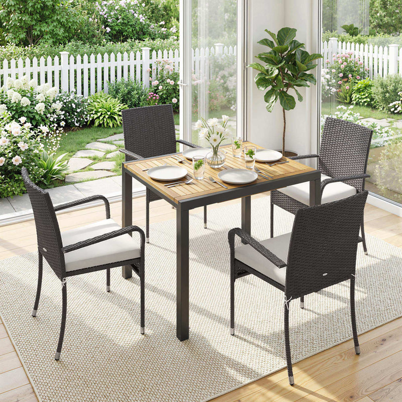 7 Piece Garden Dining Set with Extendable Table and Stackable Chairs for Flexible Outdoor Seating
