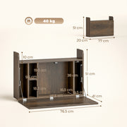 Wall Mounted Folding Desk with Shelves for Space Saving Home Office Dark Brown AOSOM