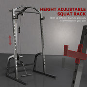 Home Gym Power Cage with 15 Level Squat Rack and Pulley System for Strength Training Black AOSOM