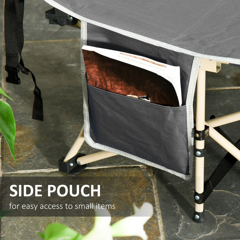 Folding Camping Bed Raised Off Ground for Dry Comfortable Sleep with Carry Bag Grey Beige