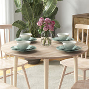 Folding Round Dining Table for 4 with Drop Leaf Space Saving Design for Small Rooms Natural