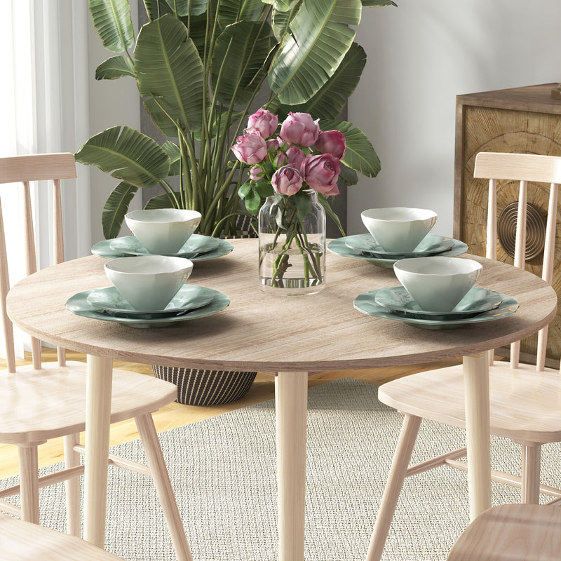 Folding Round Dining Table for 4 with Drop Leaf Space Saving Design for Small Rooms Natural