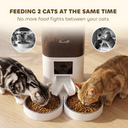 Automatic Cat Feeder for Two Cats with App Control and Camera for Scheduled Feeding White AOSOM