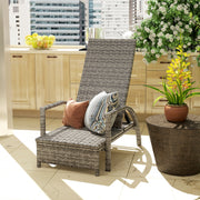 Mixed Grey Rattan Sun Lounger with Adjustable Backrest for Garden Comfort by Outsunny