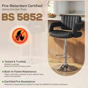 Adjustable Bar Stools with Padded Armrests for Comfortable Kitchen Seating Set of 2 Black AOSOM