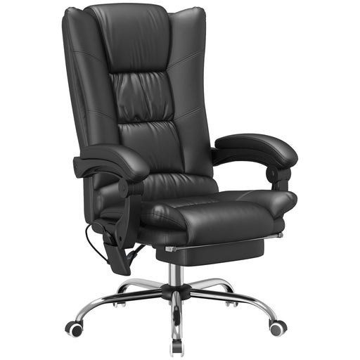 Black High Back Heated Massage Office Chair With Reclining Back and Footrest by Vinsetto