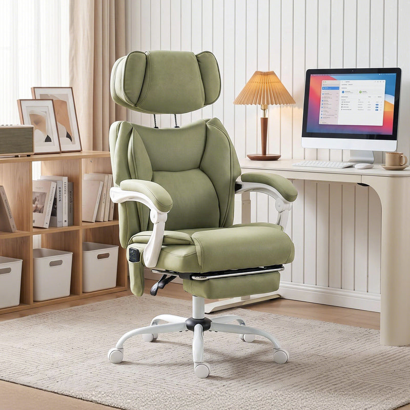 Massage Office Chair with Heat and Recline for Back Relief and Comfort Lime Green White