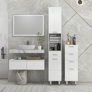 Tall Slim Bathroom Storage Cabinet With Adjustable Shelves And Drawer, High Gloss White