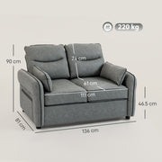 2 Seater Sofas, Dark Grey Faux Leather Loveseat Sofa Ideal for Small Spaces